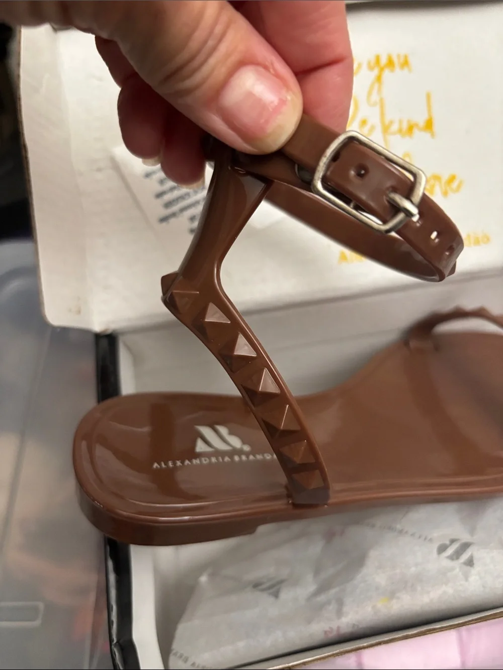 Kids Brown Ankle-Strap Jelly Sandals